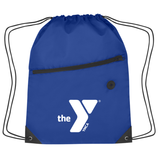 Drawstring Backpack with Front Zipper