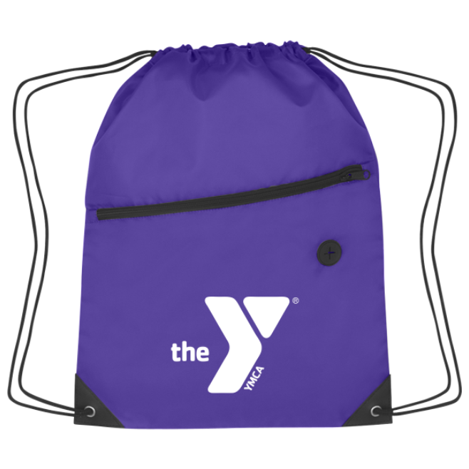 Drawstring Backpack with Front Zipper