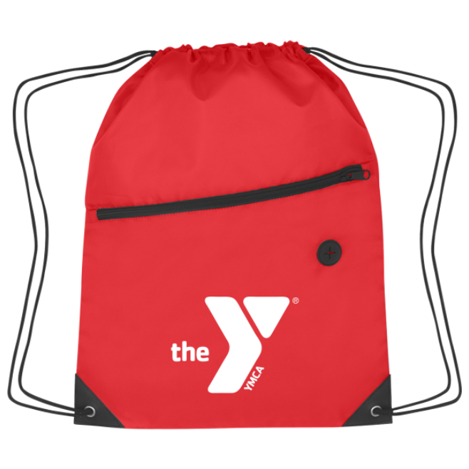 Drawstring Backpack with Front Zipper